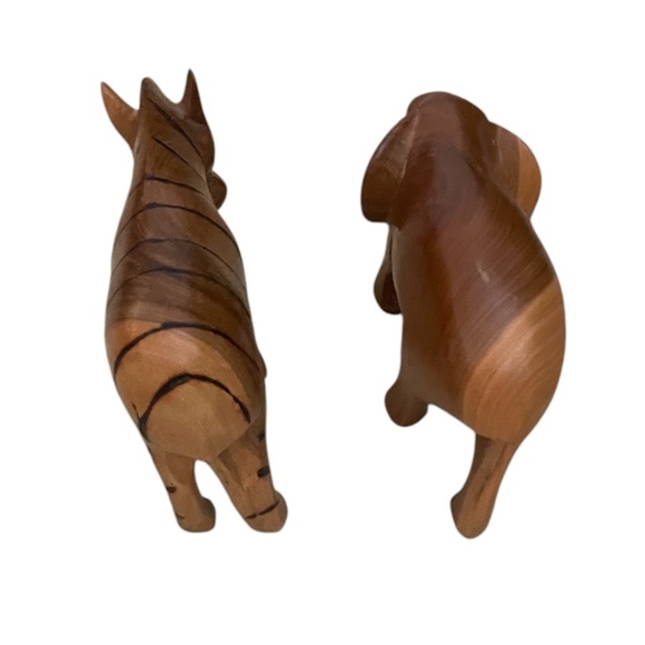 Vintage Hand Carved Wooden Folk Art Zebra, Elephant Figurine Statue - Picture 7 of 8